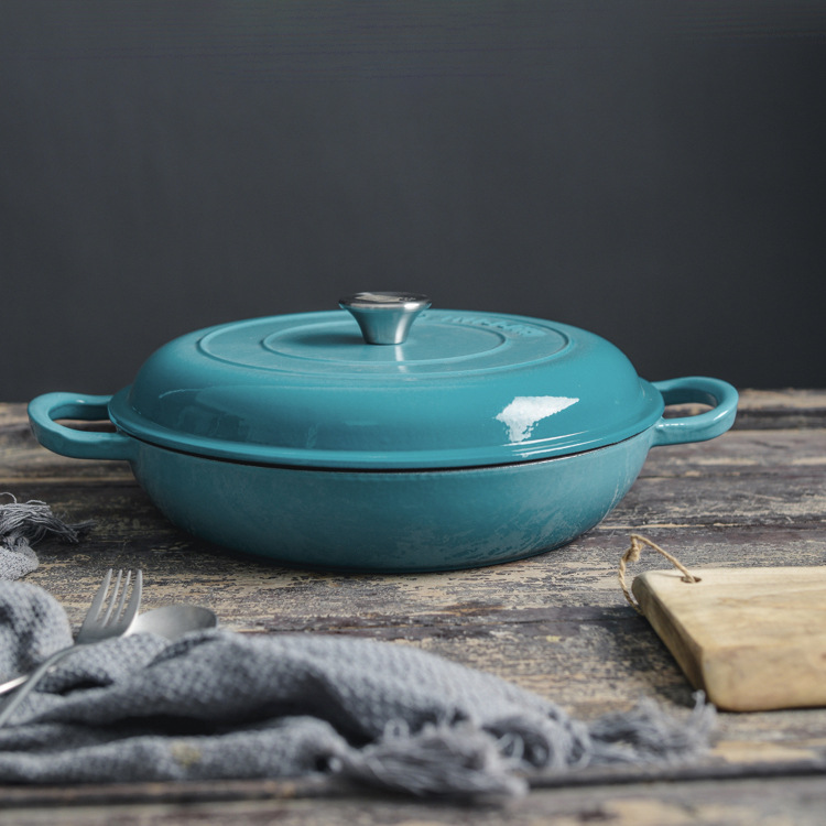 Nonstick Enameled Cast Iron Food Warmer Dutch Oven for Kitchen Cooking