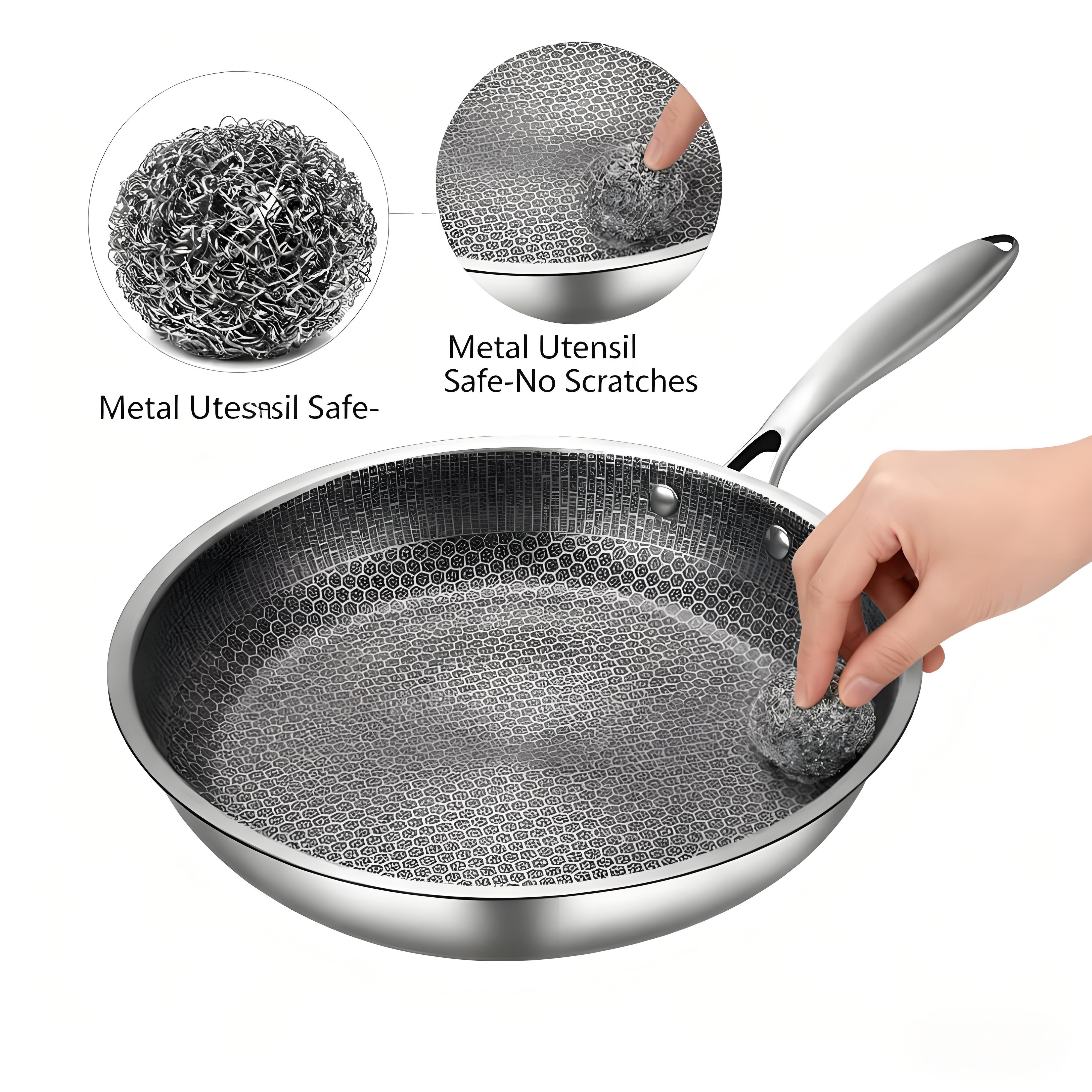 Modern Design Nonstick Frying Pan Wholesale Stainless Steel Honeycomb Wok Pan And Skillet Induction Stove Compatible