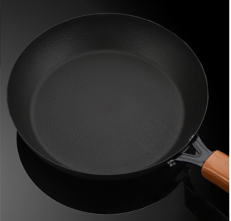 Tri-Ply 304 Stainless Steel Non-Stick Frying Pan - Flat Bottom Skillet, Wooden Handle, Induction Ready &amp; All Stoves Compatible