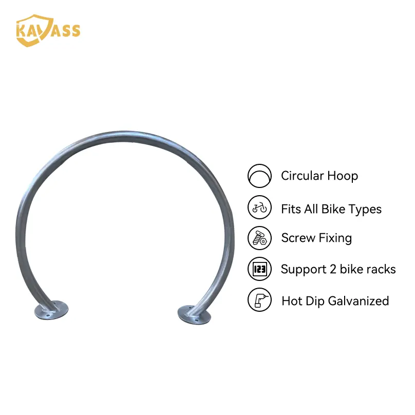 China KAVASS Circular Hoop Bike Rack – Hot-Dip Galvanized, Dual-Bike, Standard Duty Suppliers, Factory