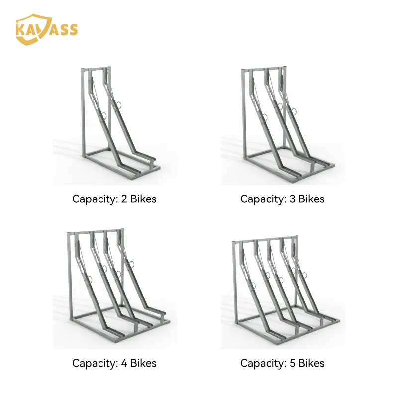 Custom KAVASS Semi-Vertical Bike Rack - Space-Efficient for 2-5 Bikes, Hot-Dip Galvanized, China Suppliers and Factory Supplier, Suppliers