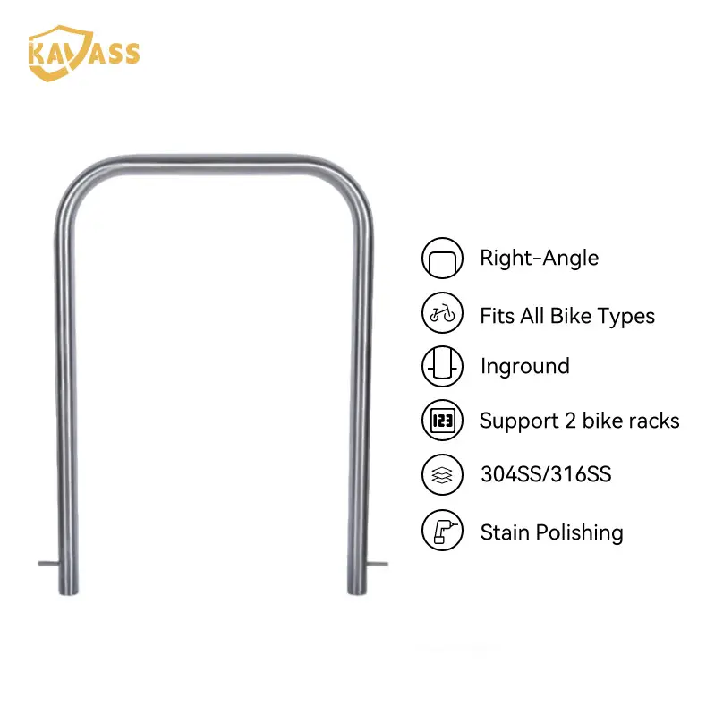 China Factory Suppliers KAVASS 90° Right-Angle U-Rack - Durable 304SS/316SS Bicycle Storage Solution