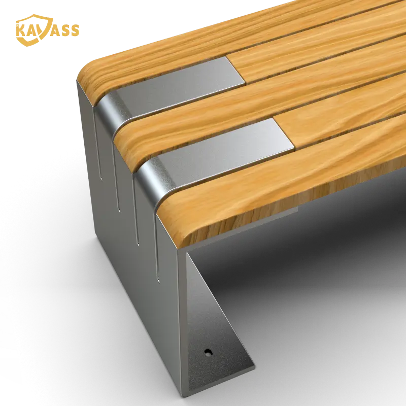 China KAVASS Outdoor Bench – 1.5m & 1.8m | Wood Seat + Steel Frame Manufacturers, Supplier