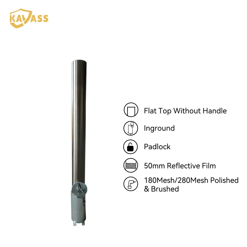 ODM KAVASS In-Ground Stainless Steel Removable Bollard – Flat Top, No Handle, Hot-Dip Galvanized Sleeve Manufacturer, Factories