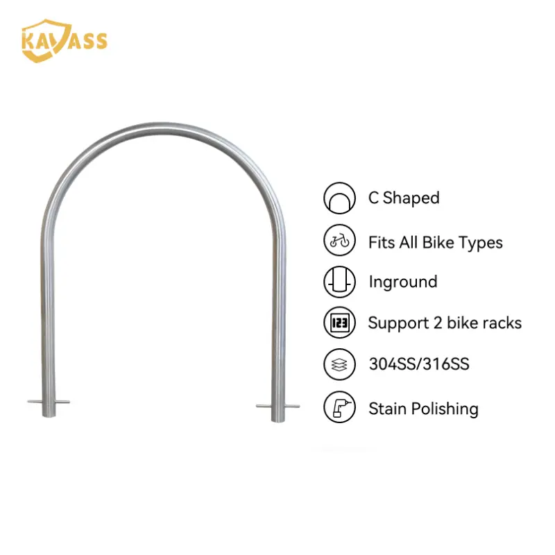 C-Shaped Stainless Steel Bike Rack