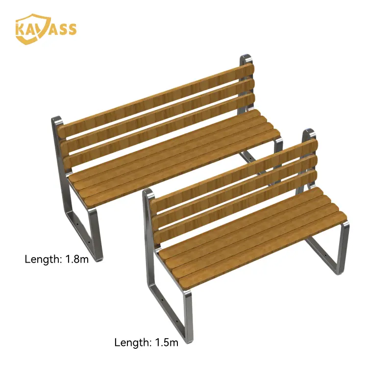 OEM KAVASS Lean-Back Rest Bench – 1.5m & 1.8m | Stainless-Wood Hybrid, Pre-Built Manufacturer, Supplier