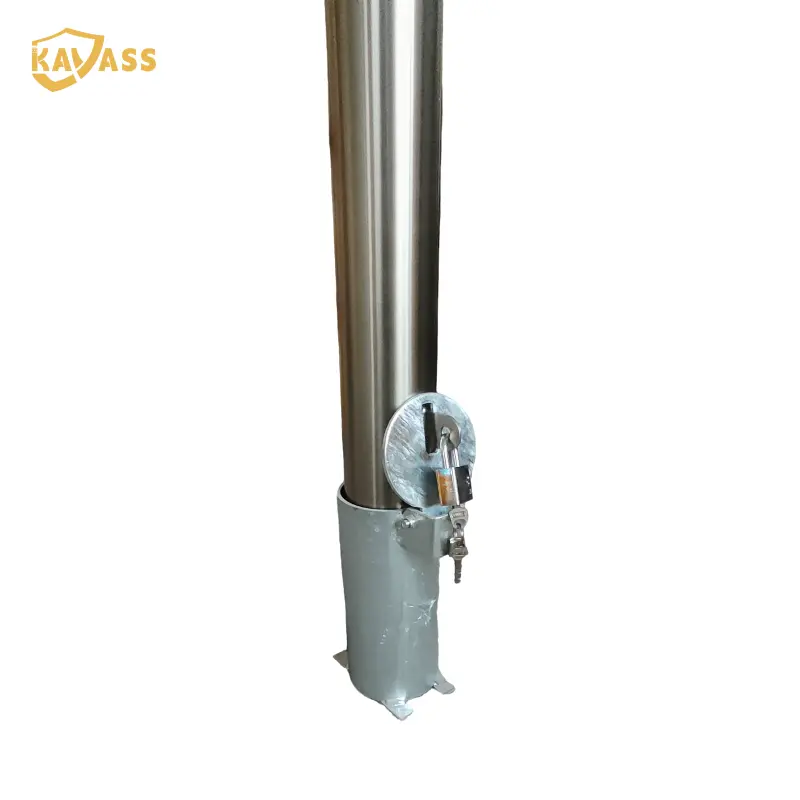 ODM KAVASS In-Ground Stainless Steel Removable Bollard – Flat Top, No Handle, Hot-Dip Galvanized Sleeve Manufacturer, Factories