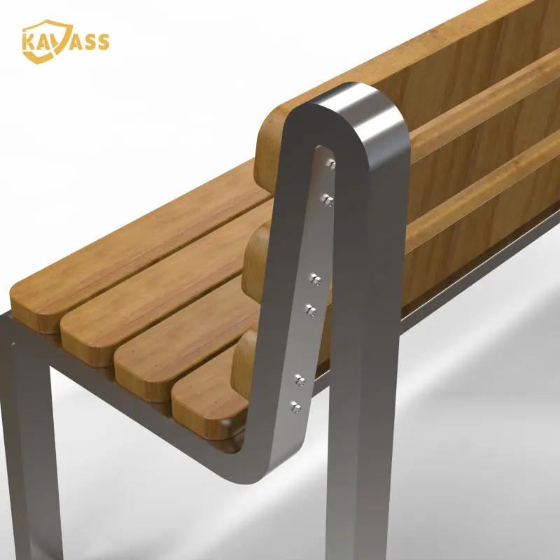 OEM KAVASS Lean-Back Rest Bench – 1.5m & 1.8m | Stainless-Wood Hybrid, Pre-Built Manufacturer, Supplier