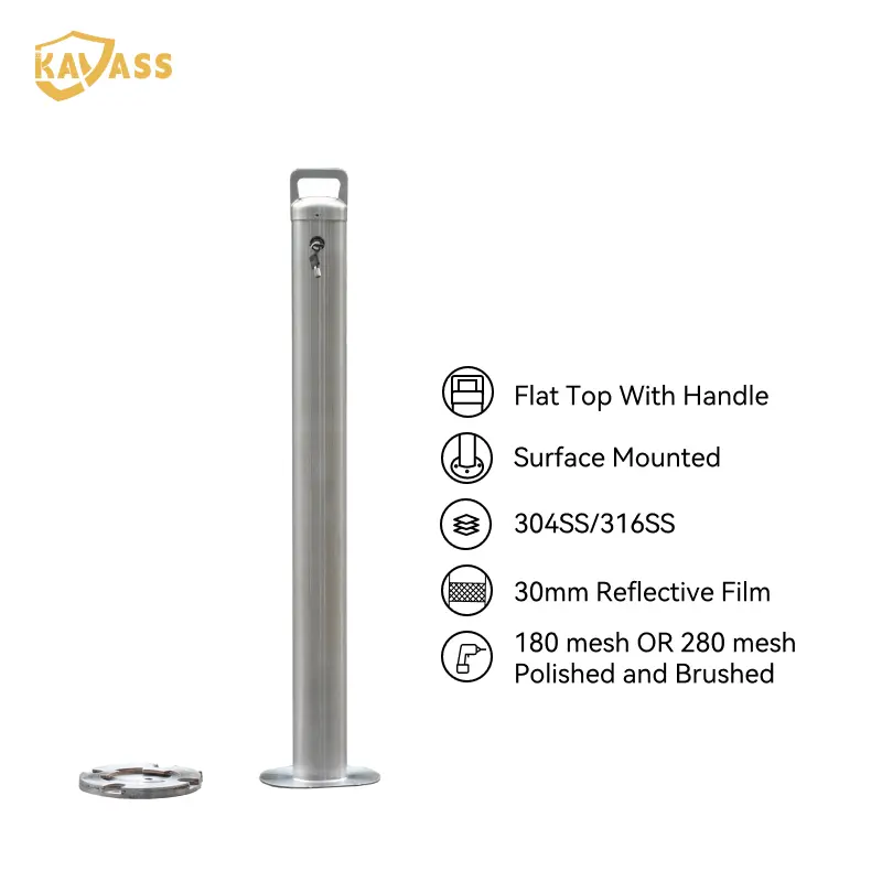 Custom KAVASS Stainless Steel Removable Bollard - Flat Top with Handle | China Suppliers & Factory | Surface Mounted, Premium Finish Manufacturers, Products
