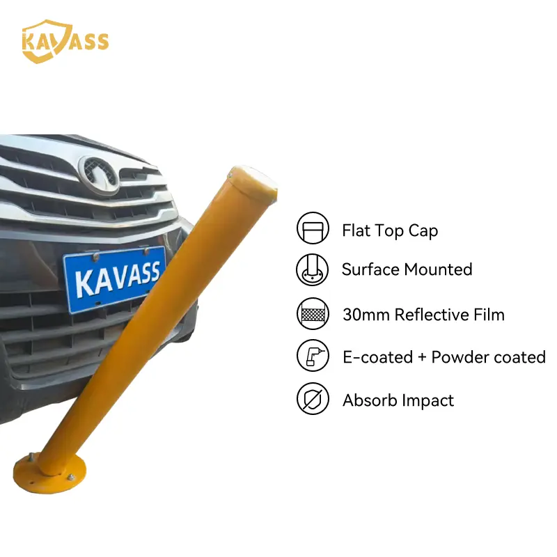 OEM KAVASS Surface Mounted Carbon Steel / Stainless Steel Flexible Bollard with Flat Top Cap – Impact-Absorbing | Durable Design | Customizable Manufacturers, Manufacturer