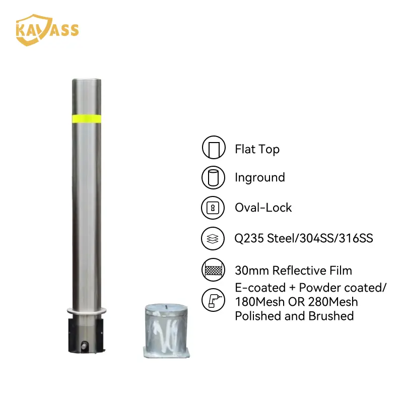 ODM KAVASS In-Ground Oval-Lock Removable Bollard – Secure & Tool-Operated, Hidden Installation, Modern Design Manufacturers, Manufacturer