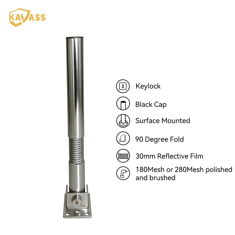 China KAVASS Stainless Steel 90° Fold-Down Bollard – Integrated Anti-Impact Cap, Seamless Construction Manufacturer, Factories