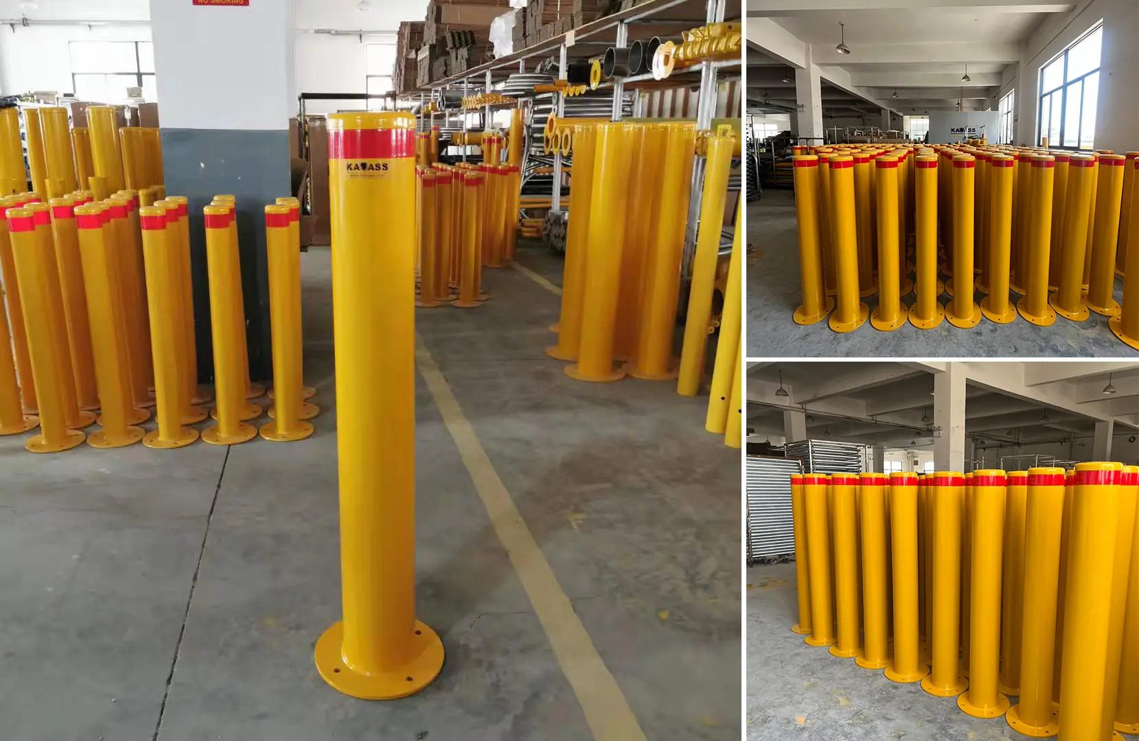 Detail view of surface mounted fixed bollard