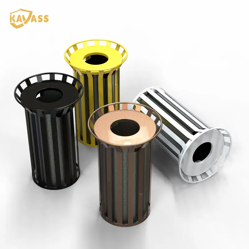 OEM KAVASS Vertical-Slat Outdoor Bin 120L Capacity | Galvanized Steel, Powder Coated | China Suppliers & Factory Manufacturer, Supplier