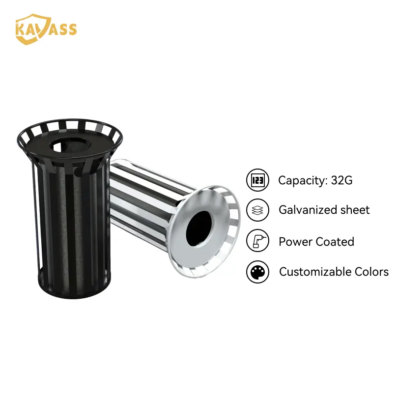 OEM KAVASS Vertical-Slat Outdoor Bin 120L Capacity | Galvanized Steel, Powder Coated | China Suppliers & Factory Manufacturer, Supplier