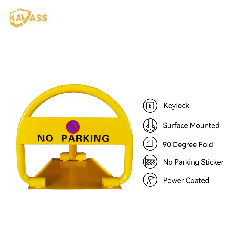OEM KAVASS Carbon Steel Parking Fold Down Bollard – Keylock Operation, NO PARKING Sign, Manual Supplier, Factories