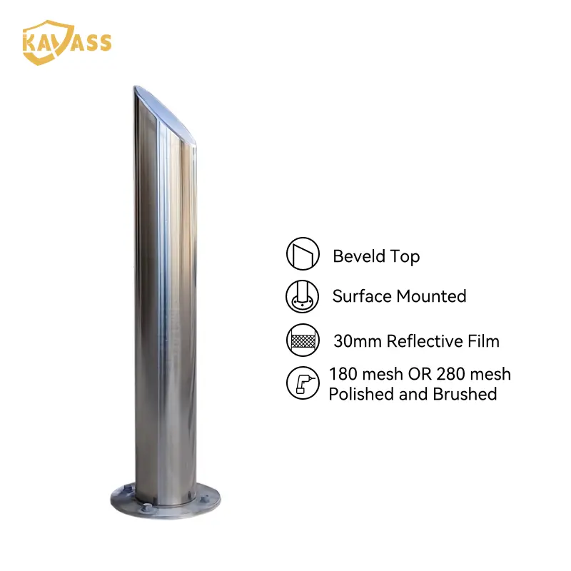 ODM KAVASS Surface Mounted Stainless Steel Fixed Bollard with Beveled Top – Modern Design | 304/316 SS | Polished Finish Supplier, Factories