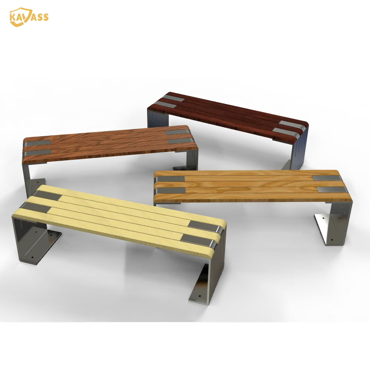 China KAVASS Outdoor Bench – 1.5m & 1.8m | Wood Seat + Steel Frame Manufacturers, Supplier