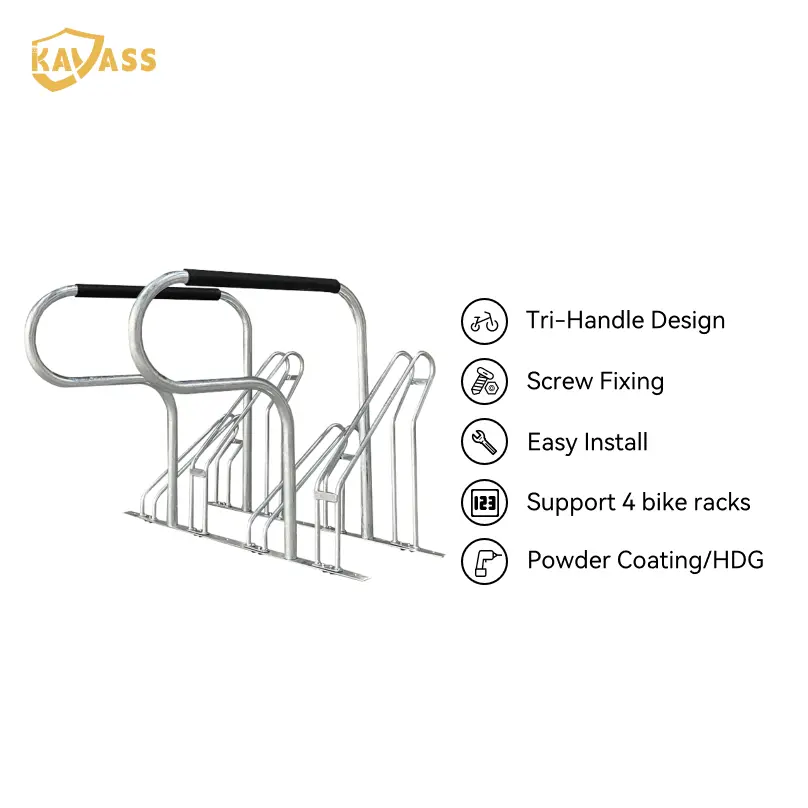 OEM KAVASS Triangular & Handlebar Bike Parking Stand – KVS-SBR-T4H-0H | 4-Bike Capacity Manufacturers, Factory