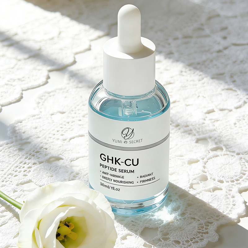 Custom Private Label Ghk-cu Copper Peptide Hyaluronic Acid Face Skin Care Serum for Anti-Aging Repair Black Dark Spots Wrinkles