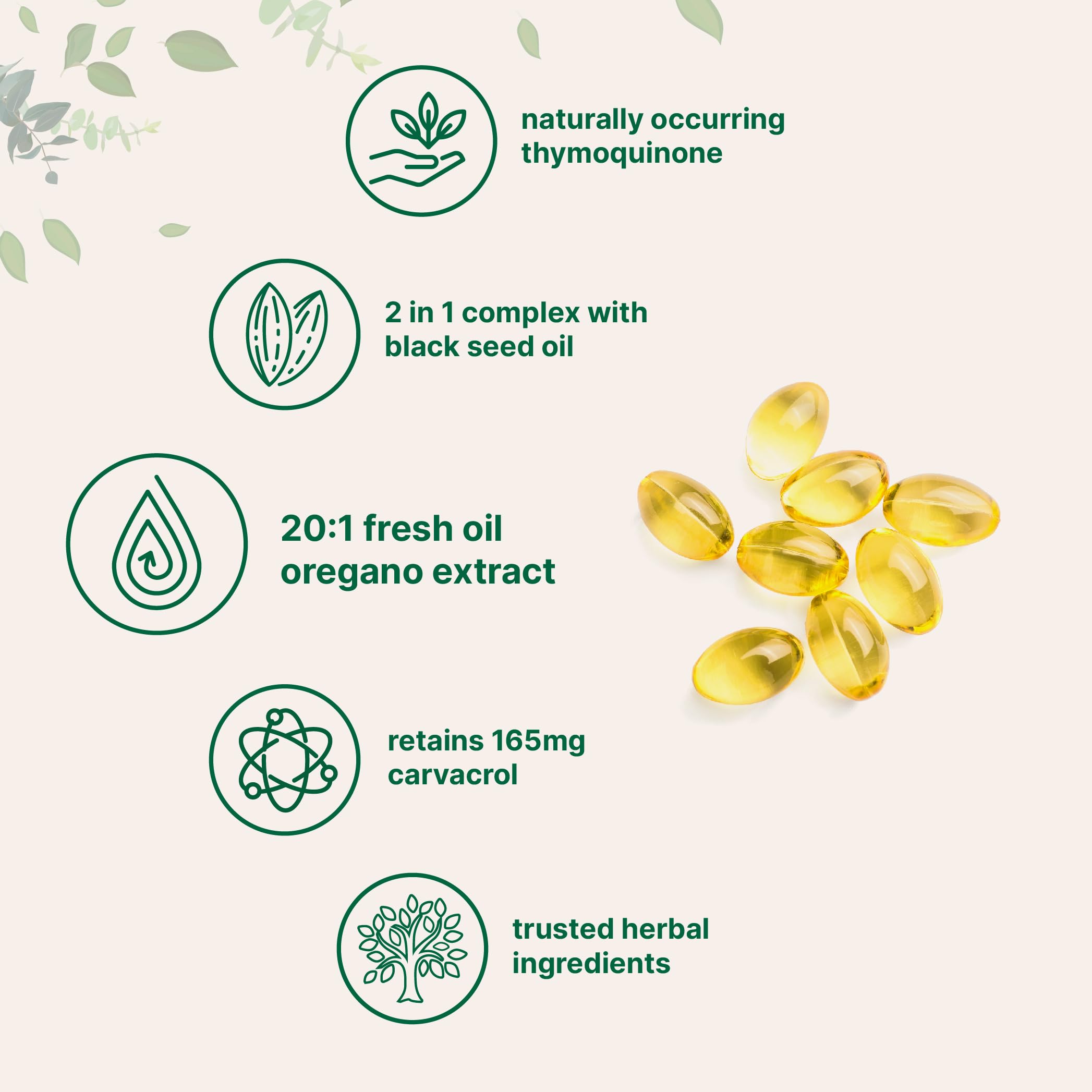 OEM Custom 2-in-1 Oil Of Oregano &amp; Black Seed Oil Capsules Herbal Supplement For Digestive Support And Antioxidant Benefits