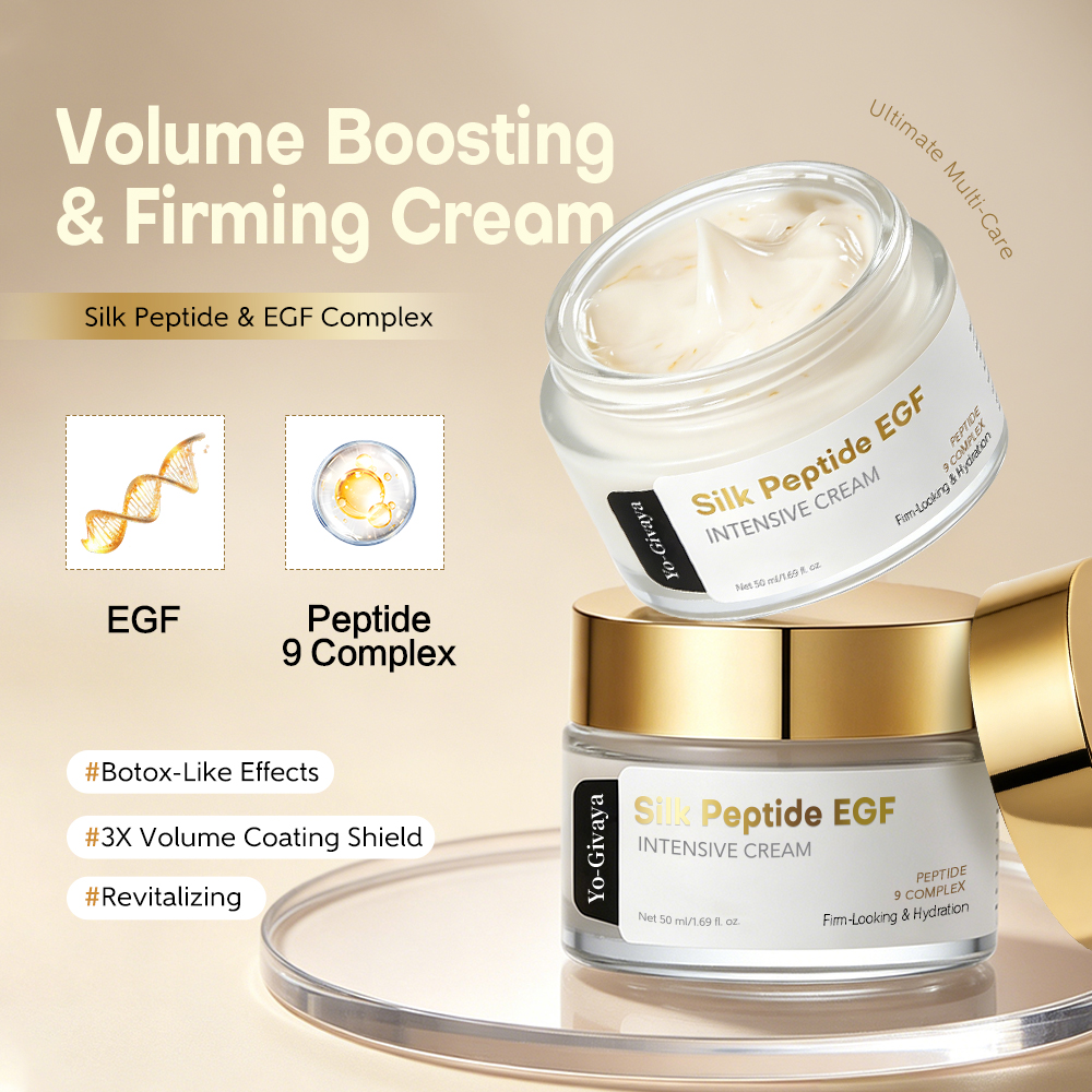 Silk Peptide EGF Intensive Cream OEM Private Label Firming Anti-Wrinkle Moisturizer with Peptide 9 Complex &amp; Hyaluronic Acid