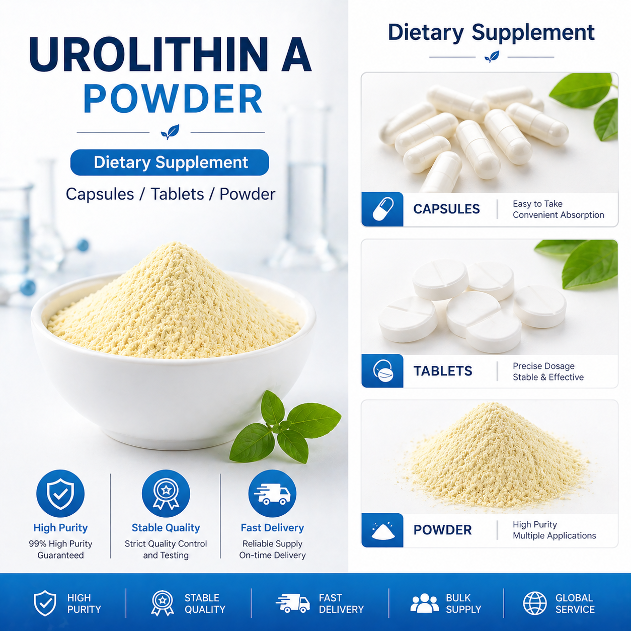 Bulk Urolithin a Powder 98% CAS 1143 70 0 OEM ODM Private Label Anti Aging Nutraceutical Ingredient China Factory Supply