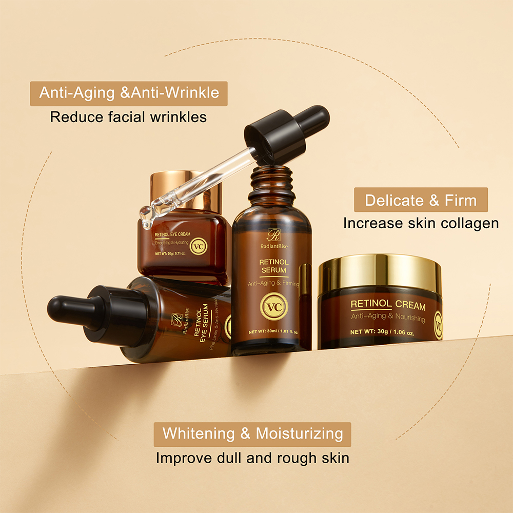 Private Label Custom OEM Astaxanthin Retinol Anti Wrinkle Firming Moisturizing 4 Pieces Skin Care Set for Women Beauty Wholesale