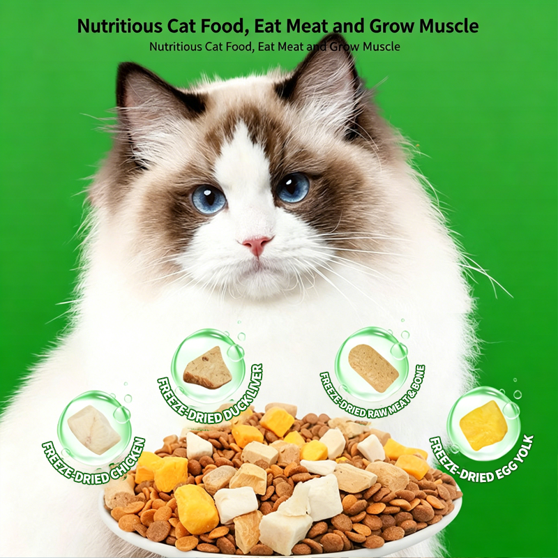 High Meat Nutritious Cat Food Eat Meat To Grow Muscle Freeze-Dried Dual Mix Weight Gain &amp; Round Face For Kitten &amp; Adult Cat