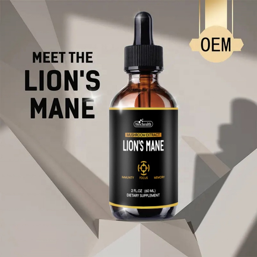 Organic Lions Mane Liquid Drops Brain Supplement For Memory &amp; Focus Reishi Mushroom Complex Supplement Nootropics Brain Booster