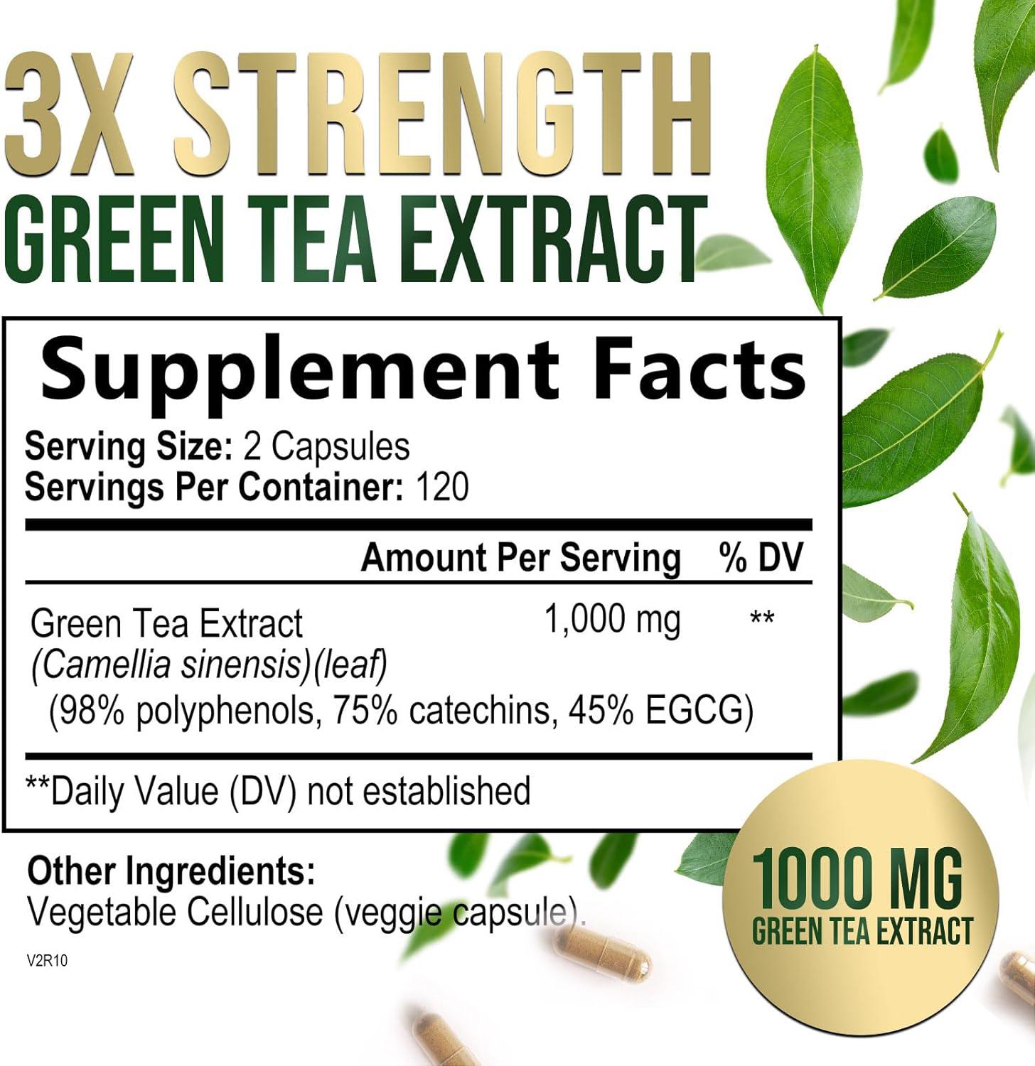 Bioby OEM Private Label Green Tea Extract 1000mg Standardized 98% EGCG Natural Energy Immune Support 240 Veggie Capsules