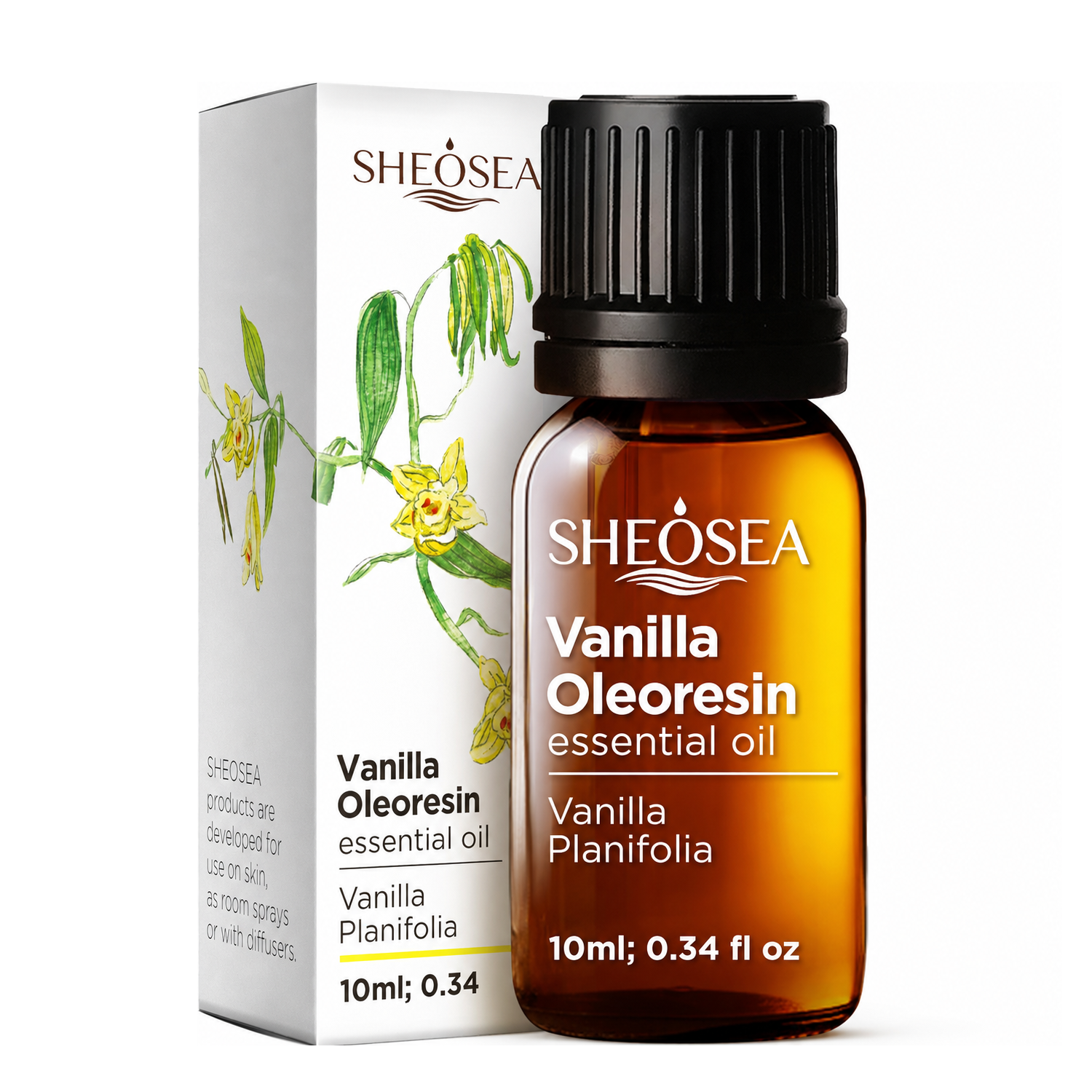 Sheosea Vanilla Oleoresin Essential Oil 10ml Natural Vanilla Planifolia Oil for Skin Massage Diffuser Aromatherapy