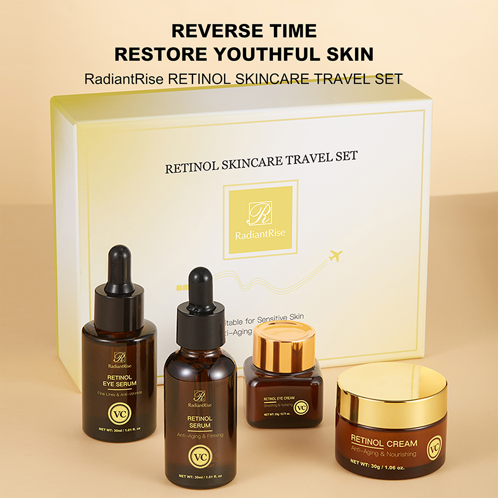 Private Label Custom OEM Astaxanthin Retinol Anti Wrinkle Firming Moisturizing 4 Pieces Skin Care Set for Women Beauty Wholesale