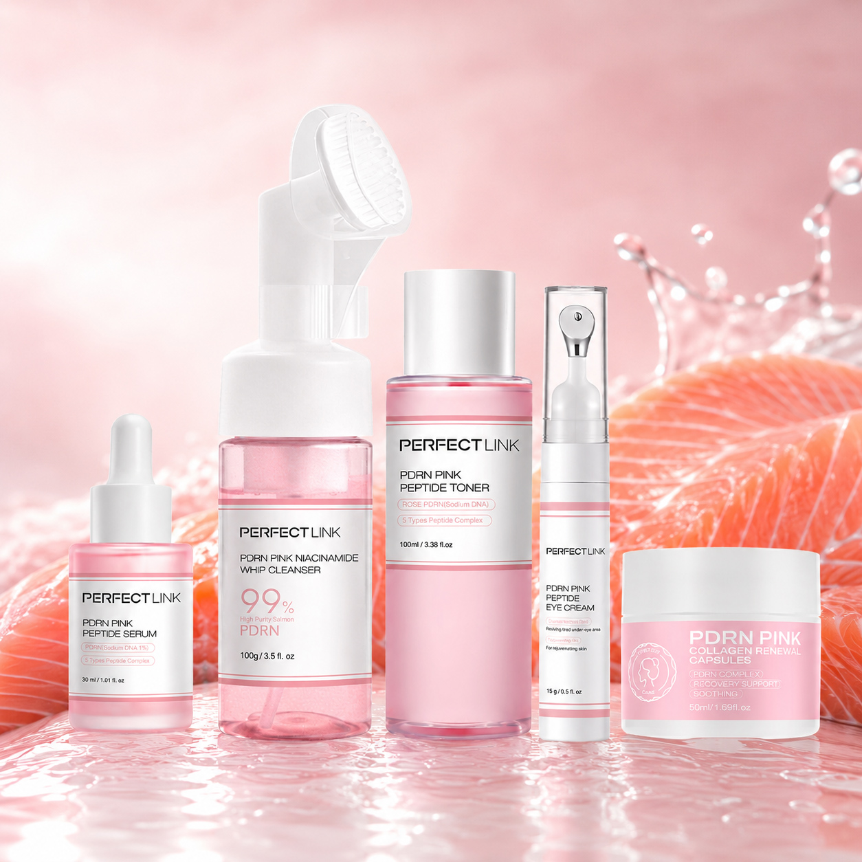 OEM/ODM Vegan Korean PDRN Salmon DNA Facial SkinCare Set Moisturizing Whitening Repairing Brightening Face Skin Care Set