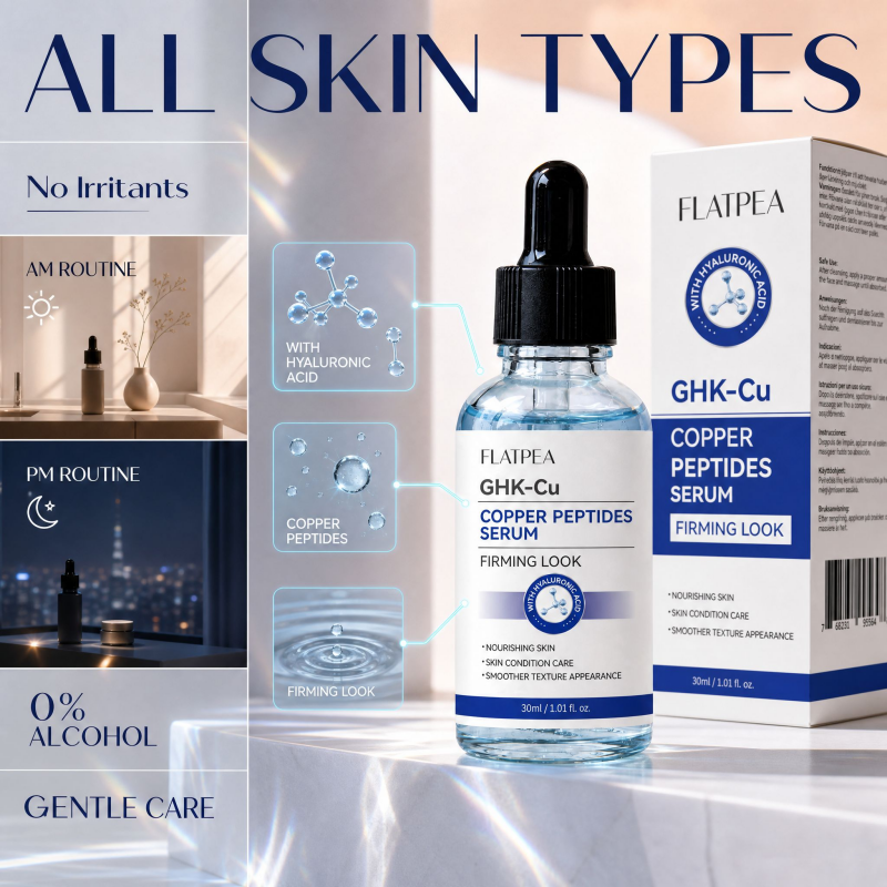 Ghk-cu Copper Peptide Serum Face Neck Tightening Facial Serum Hyaluronic Acid Serum Blue Copper Peptide Serum For Skin Care