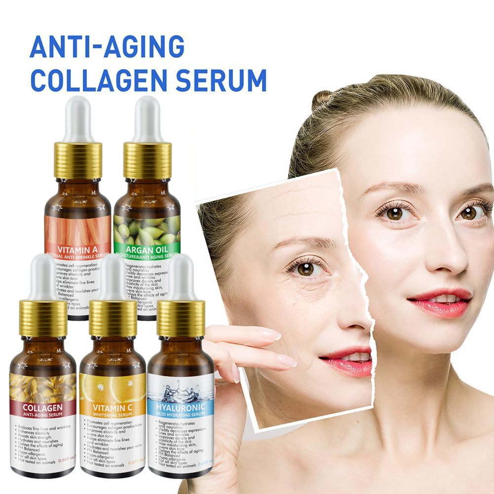 Multi Vitamin A C E &amp; Collagen Booster Anti-Aging Concentrate Serum Set - Hydrating, Brightening, Firming Facial Skin Care Set