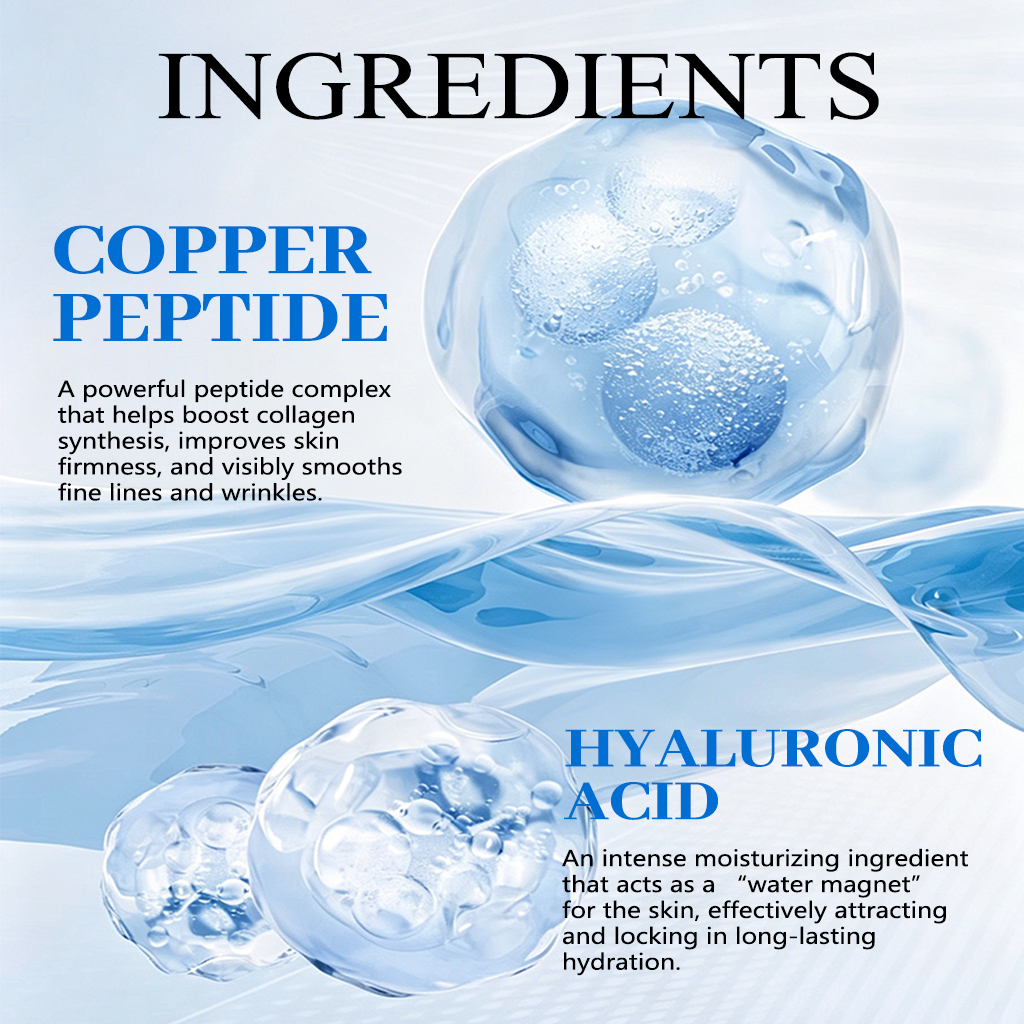 Wholesale Anti-aging Face Serum Copper Peptide Firming Boost Collagen GHK-Cu Hyaluronic Acid Hight Quality Organic Facial Serum