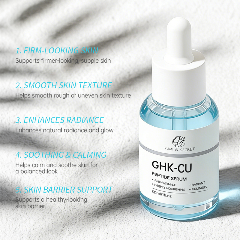 Custom Private Label Ghk-cu Copper Peptide Hyaluronic Acid Face Skin Care Serum for Anti-Aging Repair Black Dark Spots Wrinkles