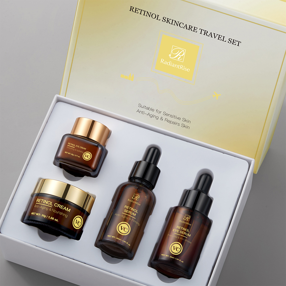 Private Label Custom OEM Astaxanthin Retinol Anti Wrinkle Firming Moisturizing 4 Pieces Skin Care Set for Women Beauty Wholesale