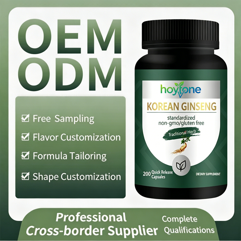 OEM Custom Korean Ginseng Capsules 2000mg Standardized Panax Ginseng Extract for Energy Vitality Immunity Support Supplement