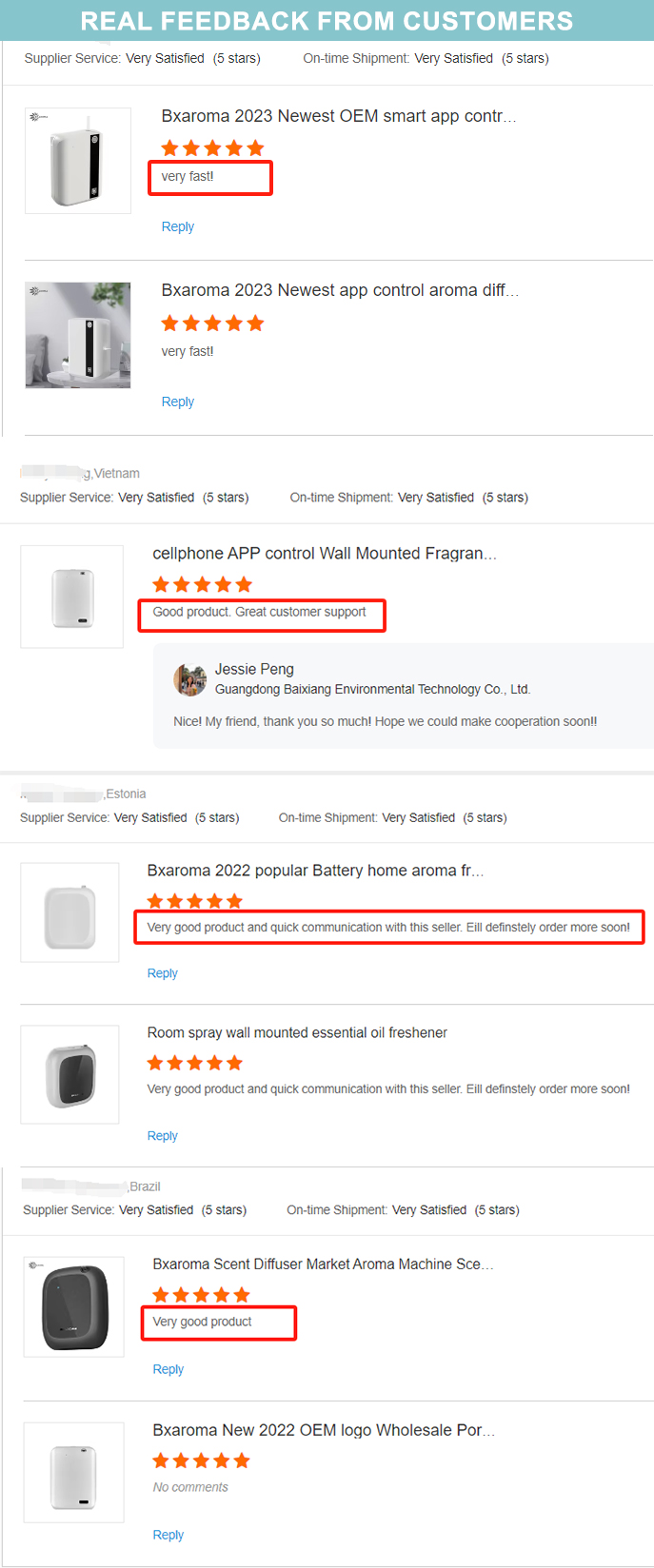 Customer Feedback Screenshot