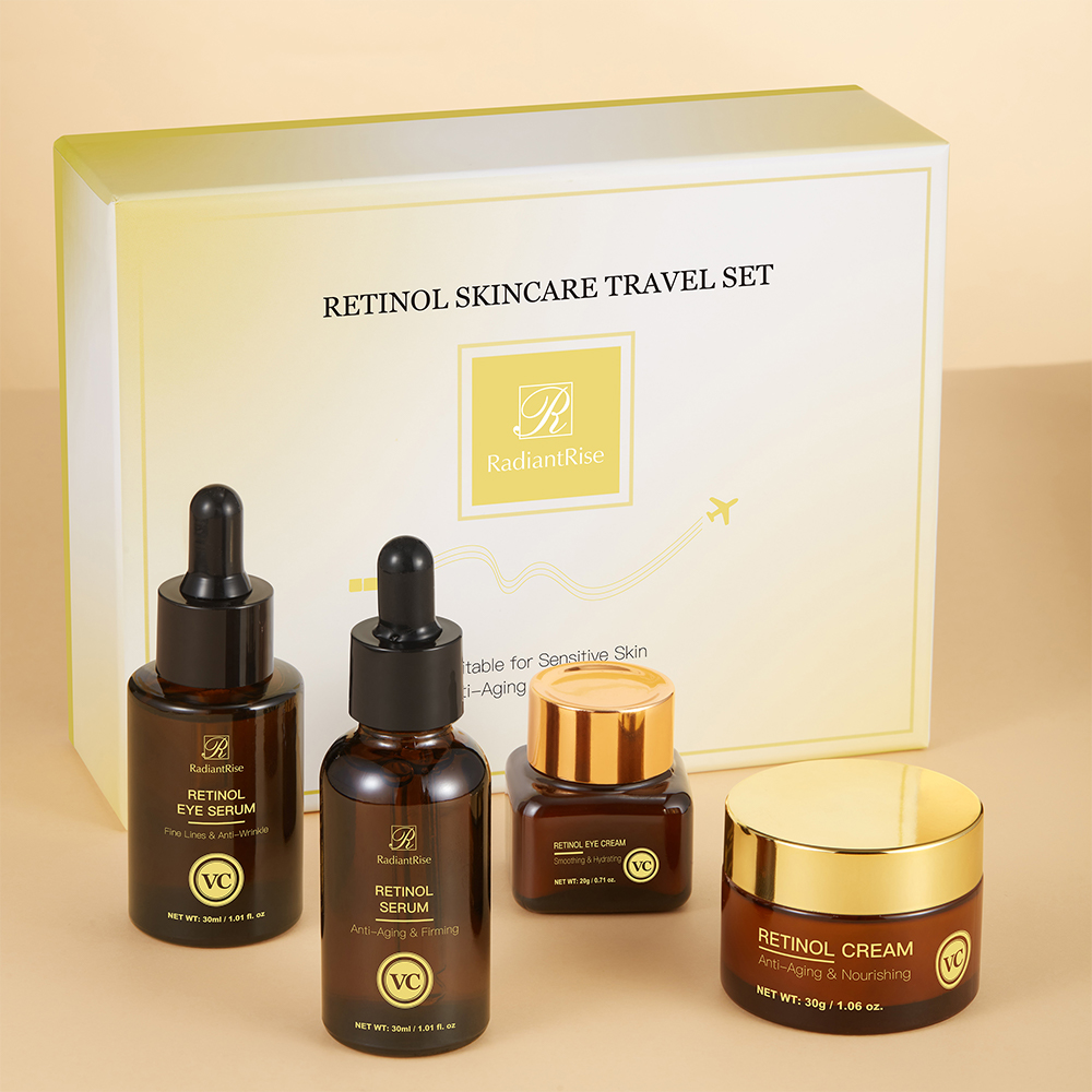Private Label Custom OEM Astaxanthin Retinol Anti Wrinkle Firming Moisturizing 4 Pieces Skin Care Set for Women Beauty Wholesale