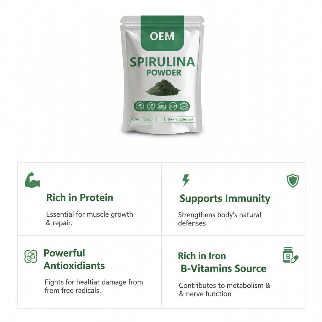 Wholesale Bulk 100% Pure Natural Spirulina Powder Natural Green Algae Supplement Herbal Supplement Green Spirulina Powder