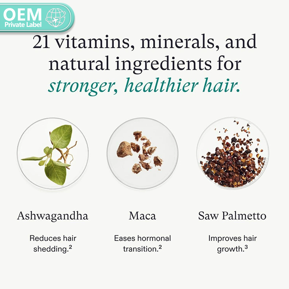 OEM/ODM Adult Women's Balance Hair Growth Nutraceutical Capsules Supporting Hair Growth Reducing Hair Loss 120 Capsules Per