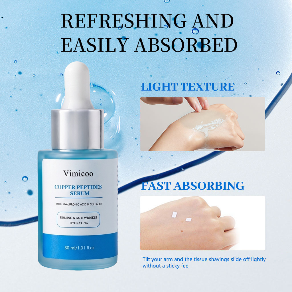 Wholesale Anti-aging Face Serum Copper Peptide Firming Boost Collagen GHK-Cu Hyaluronic Acid Hight Quality Organic Facial Serum