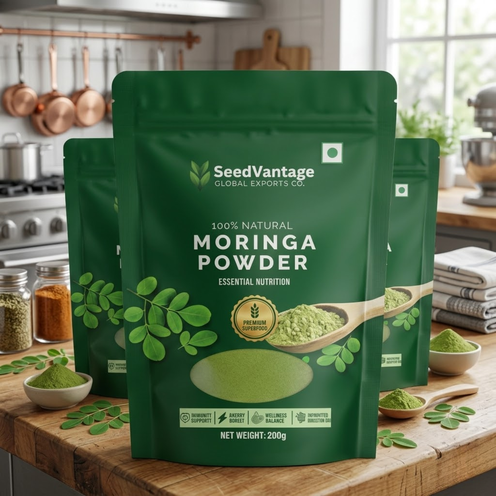 Premium Organic Moringa Oleifera Leaf Extract Powder 100% Pure Fine Mesh | High Purity Bulk Supply Nutraceutical Herbal Use 24