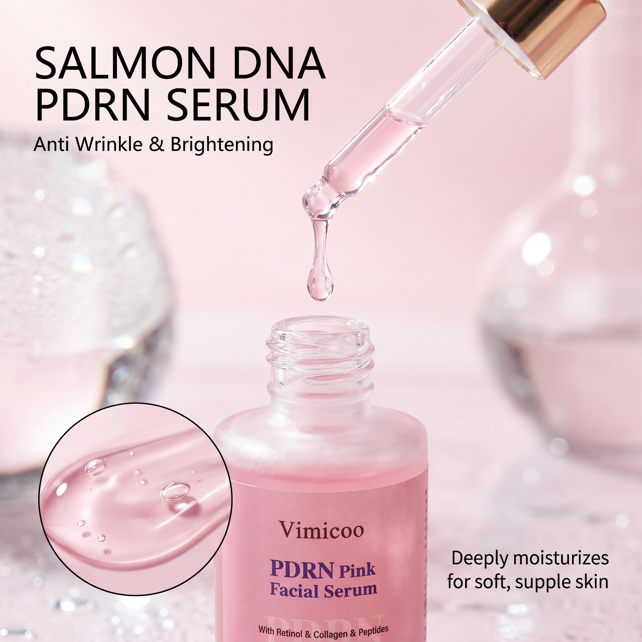 Wholesale Salmon DNA Face Serum PDRN Peptides Retinol Anti-wrinkle Nourishing Firming Skin Care Black Women Facial Essence