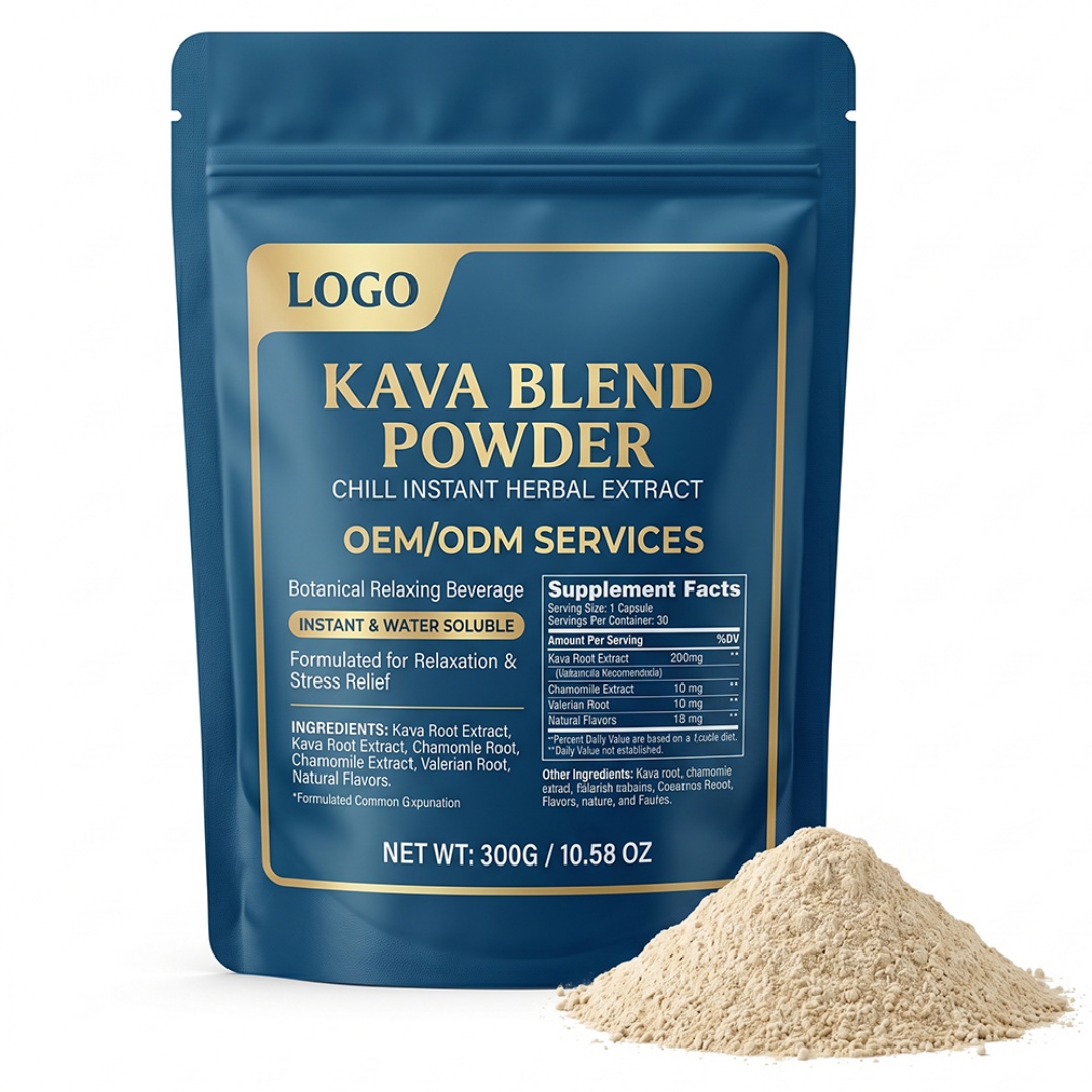 Factory Direct Instant Water Soluble OEM Private Label Botanical Relaxing Herbal Extract KavaBlend Powder for Adults Antioxidant