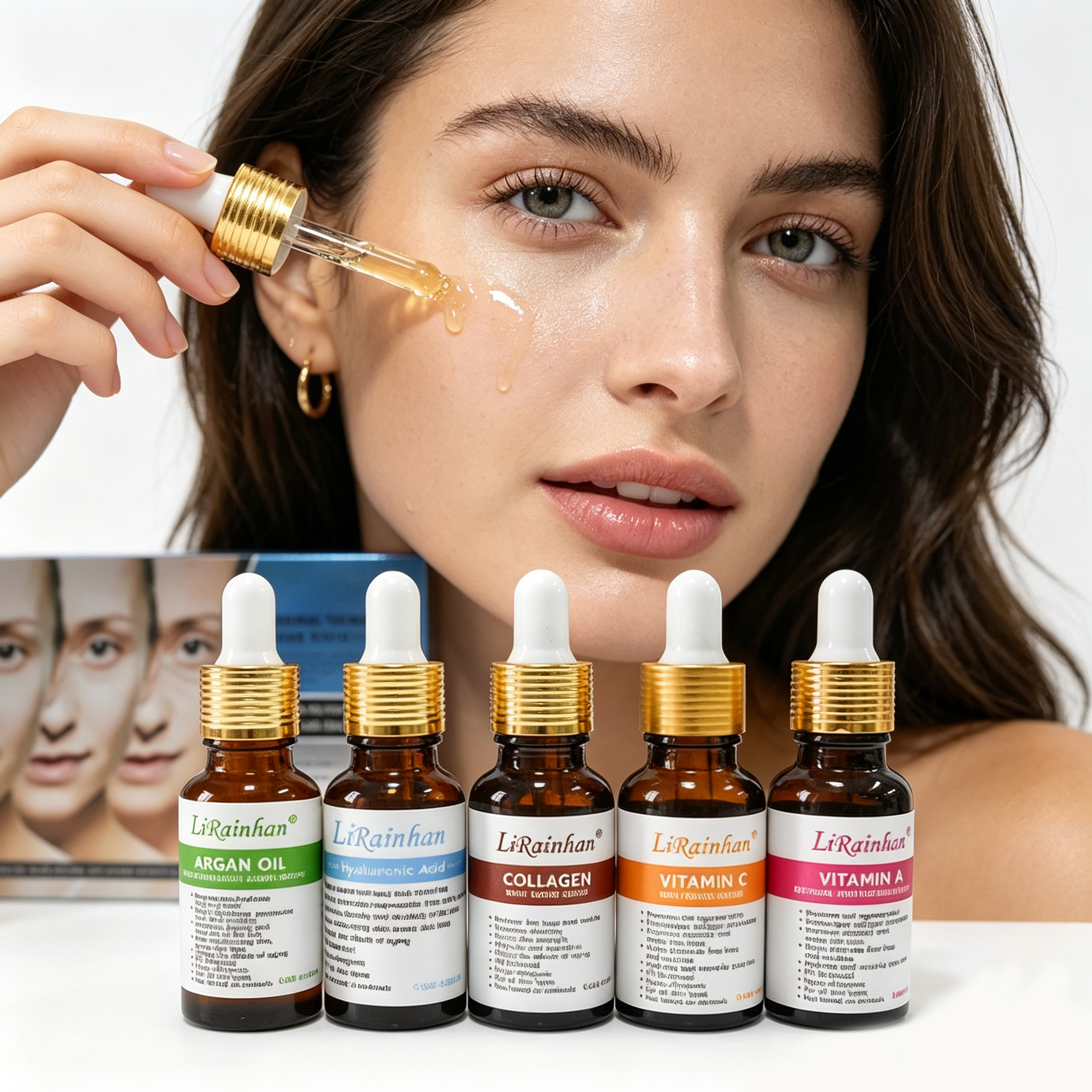 Multi Vitamin A C E &amp; Collagen Booster Anti-Aging Concentrate Serum Set - Hydrating, Brightening, Firming Facial Skin Care Set