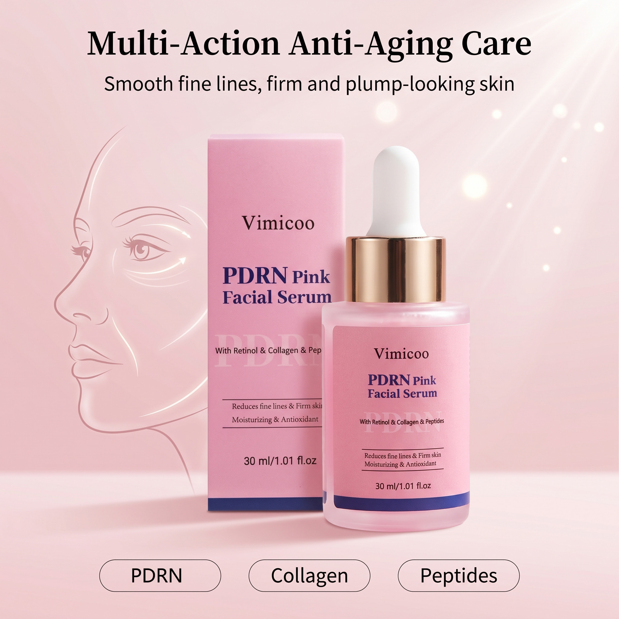 Wholesale Salmon DNA Face Serum PDRN Peptides Retinol Anti-wrinkle Nourishing Firming Skin Care Black Women Facial Essence